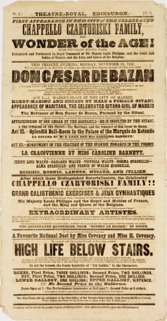 Playbill for Theatre-Royal, Edinburgh. November 15, 1847