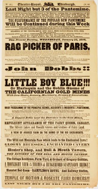 Playbill for Theatre-Royal, Edinburgh. January 23, 1850