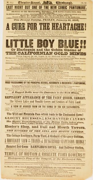 Playbill for Theatre-Royal, Edinburgh. January 18, 1850