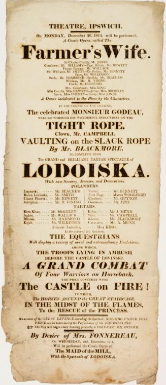 Playbill for Theatre, Ipswitch. December 26, 1814