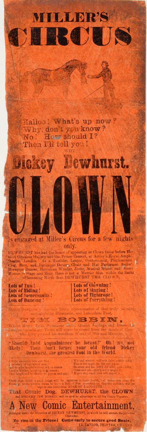 Playbill for Miller's Circus, Chatham.
