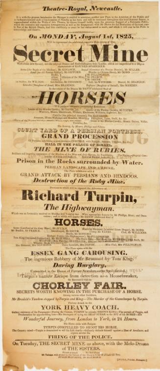 Playbill for Theatre-Royal Newcastle. August 1, 1825