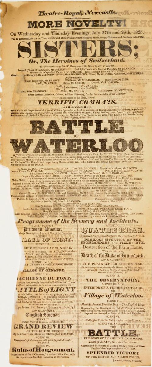 Playbill for Theatre-Royal Newcastle. July 27-28, 1825