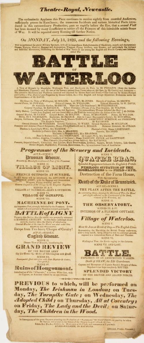 Playbill for Theatre-Royal Newcastle. July 16, 1825