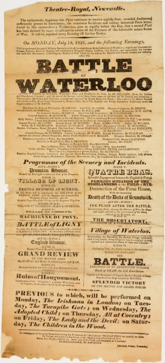 Playbill for Theatre-Royal Newcastle. July 18, 1825