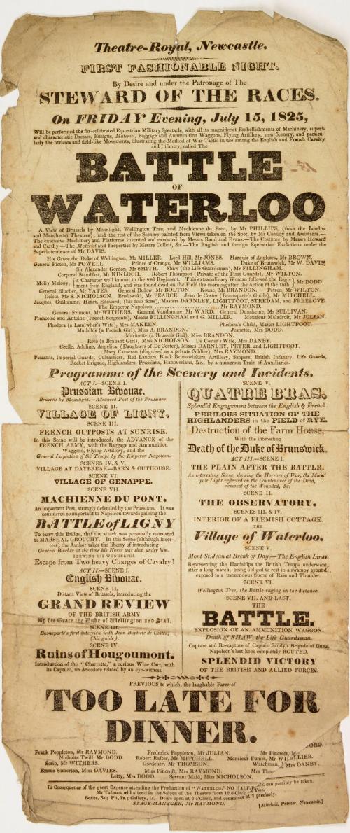 Playbill for Theatre-Royal Newcastle. July 15, 1825