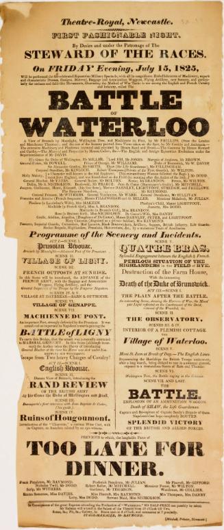 Playbill for Theatre-Royal Newcastle. July 15, 1825