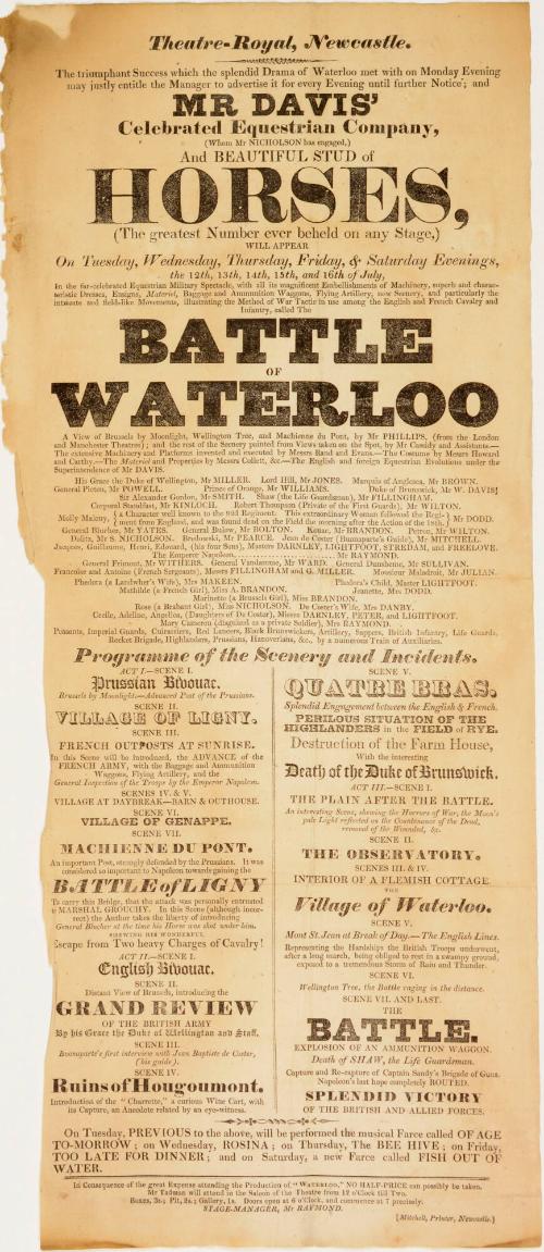 Playbill for Theatre-Royal Newcastle. July 12-16, 1825