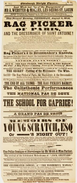 Playbill for Edinburgh Adelphi Theatre. August 9, 1849