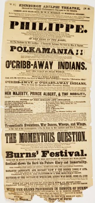 Playbill for Edinburgh Adelphi Theatre. August 22, 1844.