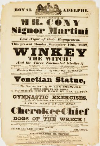 Playbill for Royal Adelphi, London. September 10, 1832
