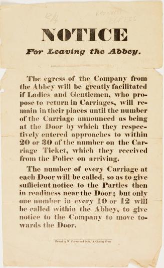 Notice for leaving the Abbey