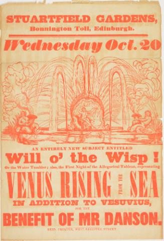 Playbill for Stuartfield Gardens, Edinburgh, October 20, probably 1841