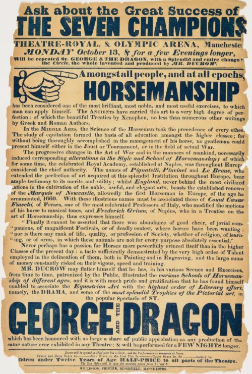 Handbill for Theatre Royal and Olympic Arena, Manchester. October 13, no year