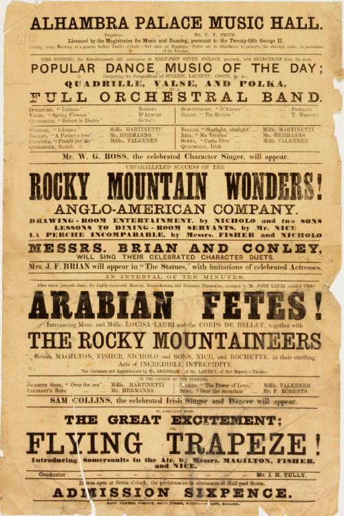 Handbill for Alhambra Palace Music Hall