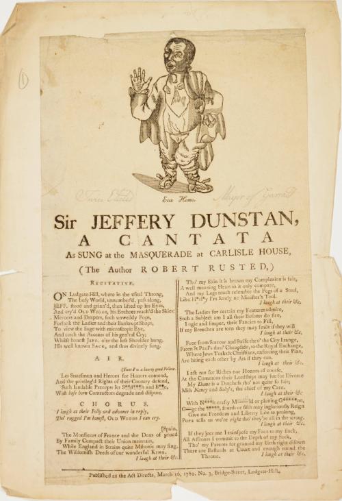 Sir Jeffery Dunstan, A Contata as sung at the Masquerade at Carlisle House