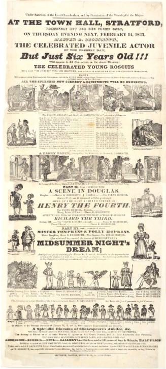 Playbill for The Town Hall, Stratford. February 14, 1833.