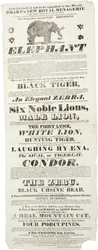 Playbill for Drake's New Royal Menagerie