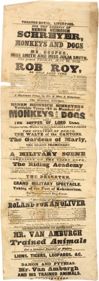 Playbill for Theatre-Royal, Liverpool. May 31, 1839